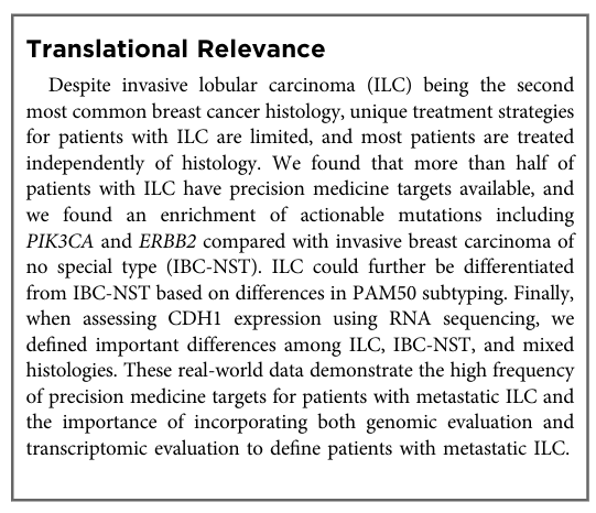 mtmdphd's tweet photo. Molecular Characterization of Patients with Metastatic Invasive Lobular Carcinoma: Using Real-World Data to Describe This Unique Clinical Entity [Sep 10, 2025] Davis et al. @CCR_AACR
https://t.co/eY0etUfQhQ #bcsm #PrecisionMedicine #camoldx @TempusAI https://t.co/oDkC1Ua6DS