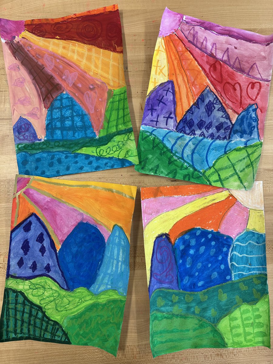 2nd grade artists have completed their warm &amp; cool landscapes! #HPSDawesome