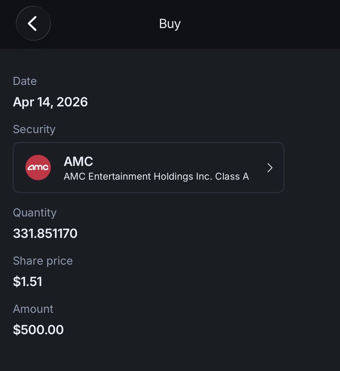 VetoRoyale's tweet image. Nothing major… just another $500 worth of the ape's favorite company $AMC

I am Veto and nobody forced me to buy😂 #APEShit 🦍 #AMC