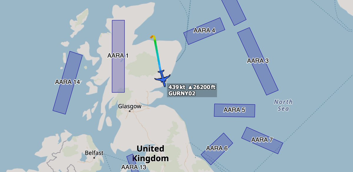ArmchairAdml's tweet image. #RAF Royal Air Force

Boeing Poseidon MRA.1 
#43C91C ZP805 - GURNEY 02

GURNEY 02 is headed south from RAF Lossiemouth this afternoon, potentially on the same mission as GURNEY 01 yesterday monitoring Russian ships off the coast.