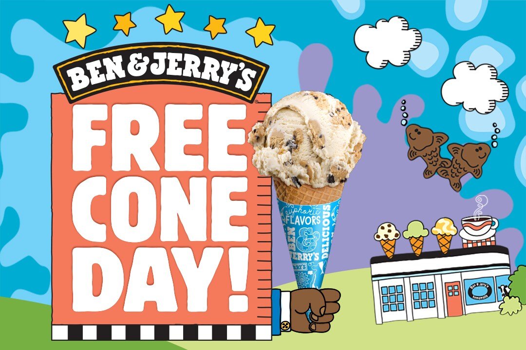 PSQDistrict's tweet photo. Today's the day! Visit the Scoop Shop in the #psqdistrict today, April 14, to celebrate Ben &amp; Jerry's Free Cone Day! 🍦🍧🍨  

Looking for the perfect meal to pair with your free scoop? Check out the Dining Guide at the link in our bio.  
#BenandJerrys #FreeConeDay https://t.co/i0bnWeFbFf