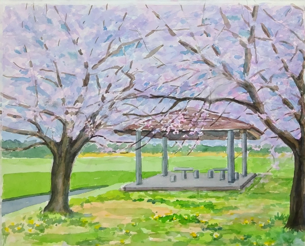 桜を描く写生会に参加した時の作品です。