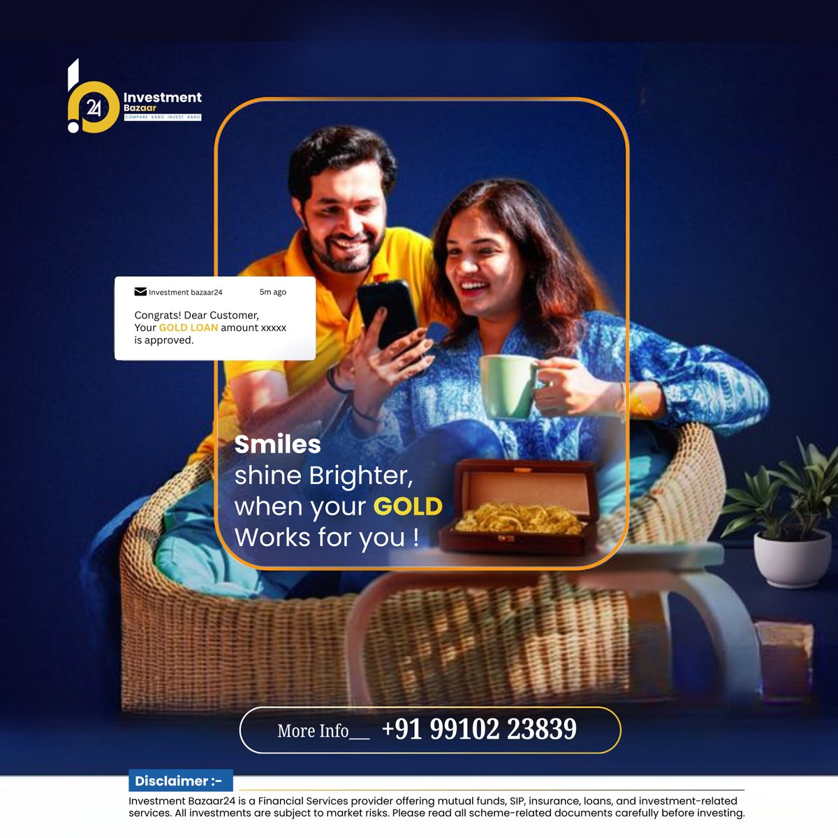 investbazaar24's tweet image. Quick money, quick solution – thanks to Gold Loan.

📩 Aaj hi connect karein
99102 23839
Visit :- investmentbazaar24.com
✉ :- helpdesk@investmentbazaar24.com

#GoldLoan #GoldInvestment #secureload #TrustedFinance #GrowWithUs #MotilalOswal #zerodha #Upstox #investmentbazaar24