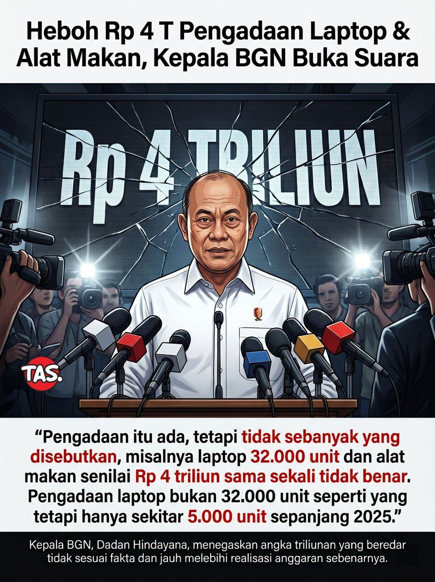 T1in1i's tweet photo. Jangan mudah percaya kabar viral, Yuk Luruskan bahwa pengadaan laptop hanya ribuan unit dan dilakukan sesuai kebutuhan program.
#FaktaSendok4T https://t.co/xCo6oEnI1k