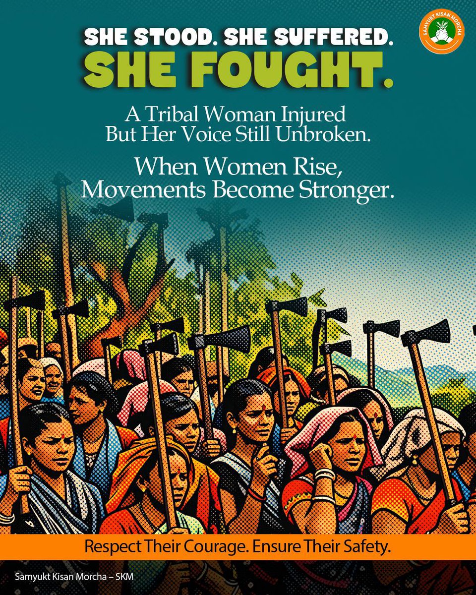 _JaiKisan's tweet photo. Her courage stands stronger than repression. Modi Govt must protect tribal women, ensure justice, and guarantee their safety and dignity.
@_yogendraYadav @pbhushan1 @aviksahaindia
#SamyuktKisan #WomenLead #TribalRights #EnsureSafety #JusticeForAll https://t.co/U2X5W3CZop