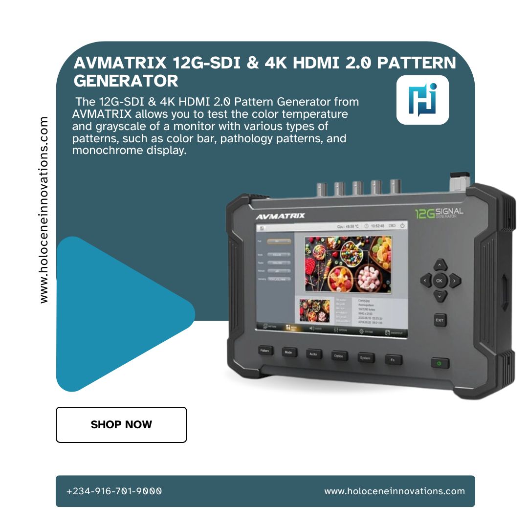 holoceneinnovat's tweet image. Achieve perfect color temperature and grayscale on your monitors with the advanced AVMATRIX Pattern Generator.

Click link in bio to visit our website

Call +2348037591870 for enquiries
 
#avmatrix #patterngenerator #videography #4khdmi #broadcasttech