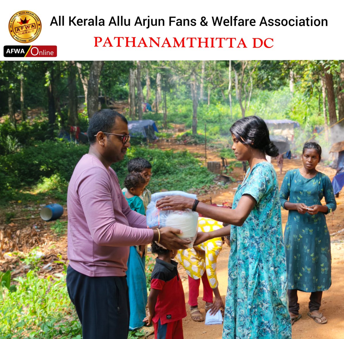 getafwapta's tweet photo. @afwa_online Pathanamthitta DC celebrated ICON STAR Allu Arjun garu Birthday by distributed grocery kit &amp; dresses to families in Sabarimala tribal colonies 

@alluarjun
@imsarathchandra
#AlluArjun https://t.co/GRiqtedUKy
