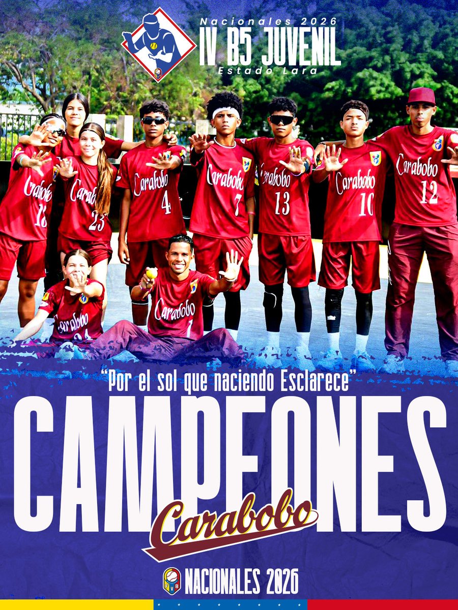 ligabaseball5's tweet image. 🖐️⚾️#Baseball5

Carabobo campeón del IV Nacional Juvenil de Baseball5, clasificatorio para los Juegos Deportivos Nacionales Juveniles.

📍 Barquisimeto, Lara 
🏟️ Villa Bolivariana 

💻 fevebeisbol.org 

@wbsc_baseball5

#SembrandoBeisbol #Nacionales2026