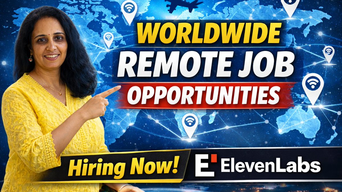 JobFromHomeGuid's tweet image. ElevenLabs is hiring Worldwide Remote Job Opportunites...

✅ Apply Link: youtu.be/_IqnUPZ37uo?si…

#workfromhome #workathome #remotejobs #dataentry #virtualjobs #customerservice #helpwelp #unitedstates #india #unitedkingdom #worldwide #workfromanywhere
