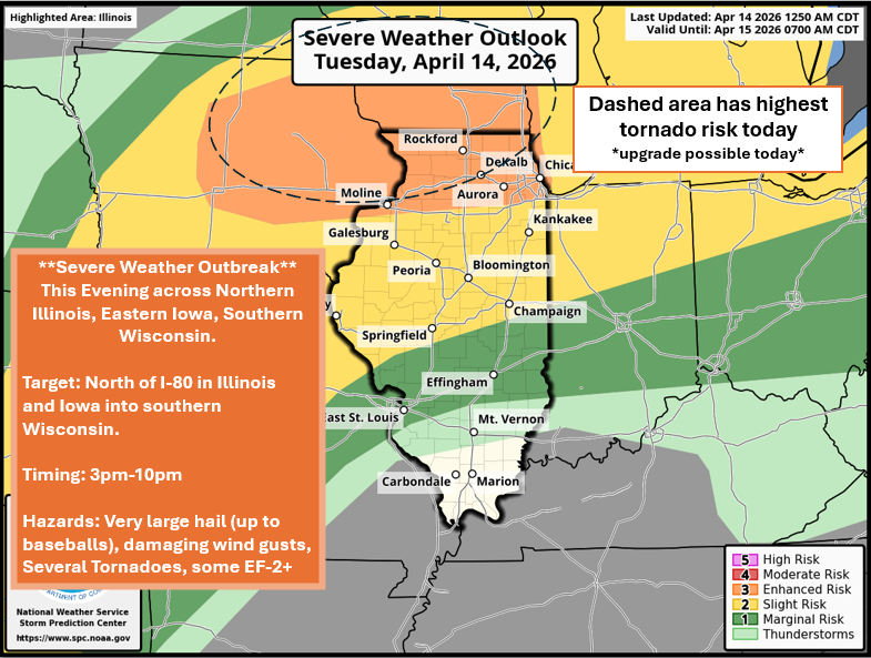 Severe Weather Outbreak likely today across northern Illinois, eastern ...