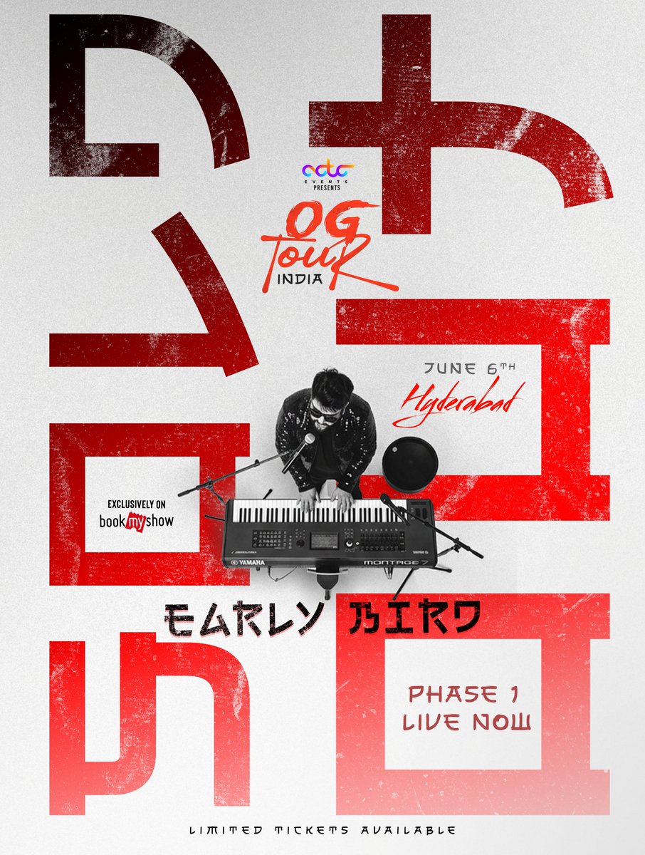 TeamThamanOffl's tweet photo. EARLY BIRD SOLD OUT… just like that! ❤️‍🔥

Hyderabad is already setting the tone for something massive… 🔥
 And now PHASE 1 is LIVE ⚡️

@MusicThaman #OGTourIndia #OG #Thaman https://t.co/bYiGtWQ3UL
