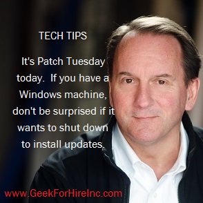 Today is #PatchTuesday! If you're a #Windows user, your device might prompt you to install updates and restart. This is part of keeping your system secure &amp; up-to-date. Don't worry, it won't take long and you'll be back to work in no time. Watch for our #TechTuesday tips!