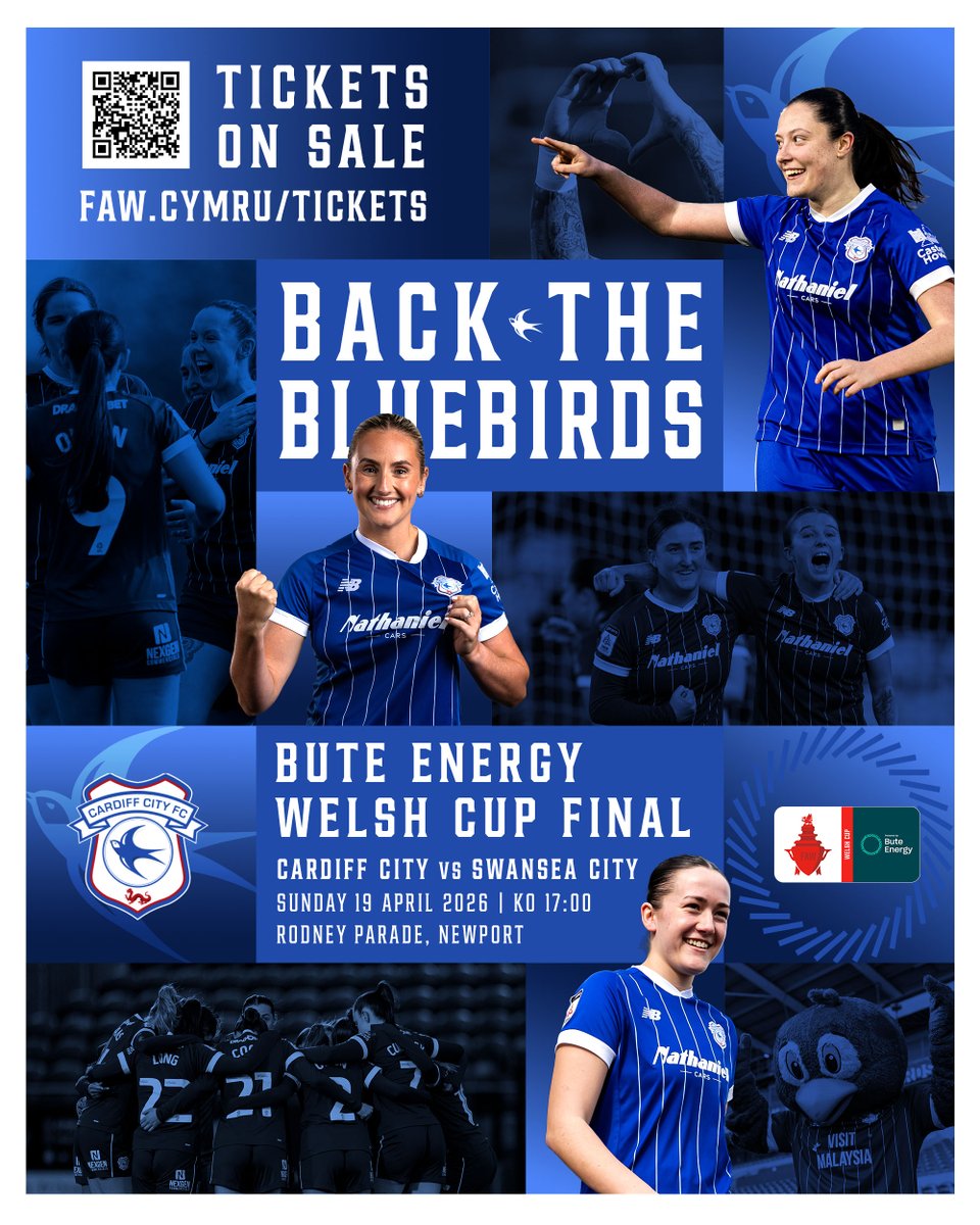 CardiffCityFCW's tweet photo. Have you got your tickets for Sunday's #ButeEnergyWelshCup Final? 🤔

Get yours today to back the #Bluebirds 👉 https://t.co/KOV1TFryWW

#CityAsOne https://t.co/6orD2kkKWq