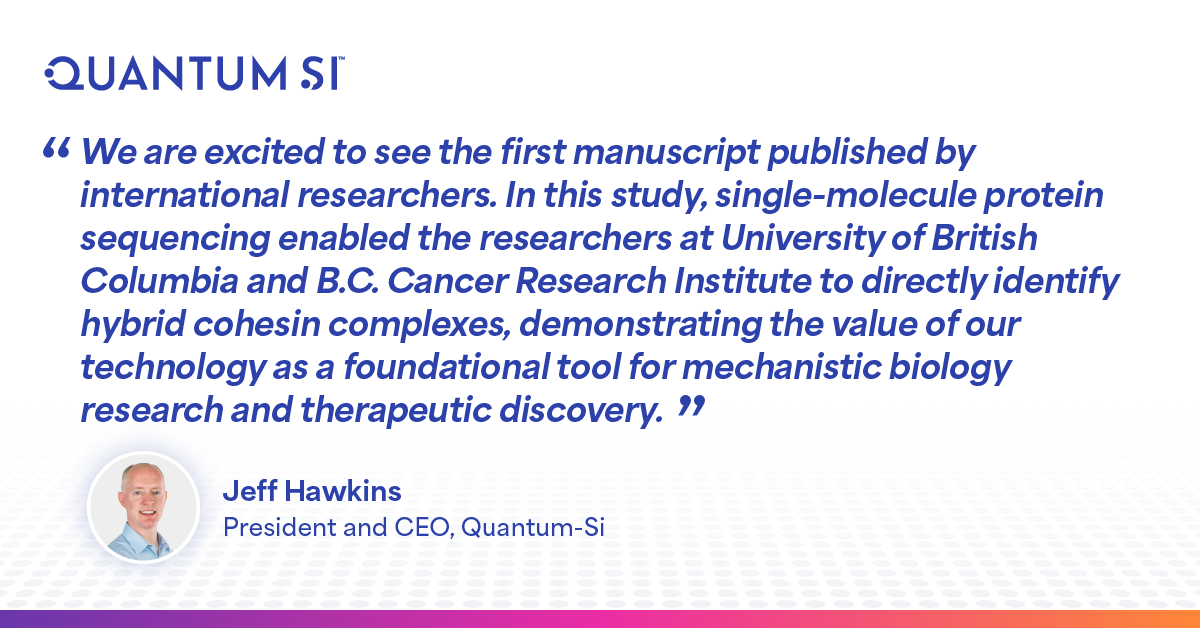 Quantum_Si's tweet photo. A new preprint, featuring Quantum-Si single-molecule protein sequencing in cancer drug development, is now out on bioRxiv. Congratulations to the researchers at @UBC and the @BCCancer Research Institute!
Read more from the press release: https://t.co/KcPG6rxEgv
#QSI #Cancer #Preprint #CancerResearch #DrugDevelopment #SingleMoleculeProteinSequencing #Proteomics #ProteinCharacterization $QSI
