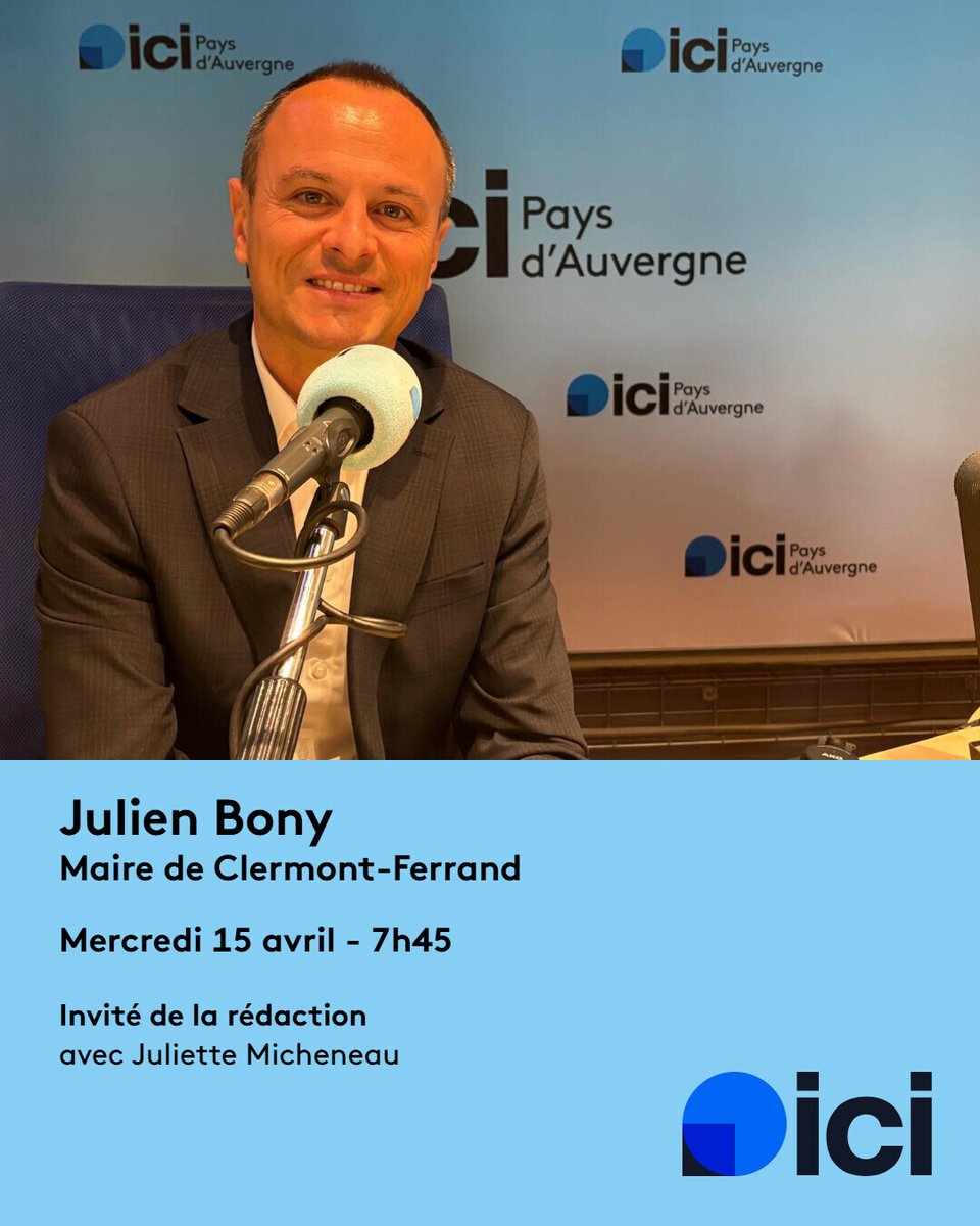 Julien Bony invité de la rédaction d'ICI Pays d'Auvergne ce mercredi 15 avril pour expliquer sa candidature à la présidence Clermont Auvergne Métropole l.ici.fr/qGV9