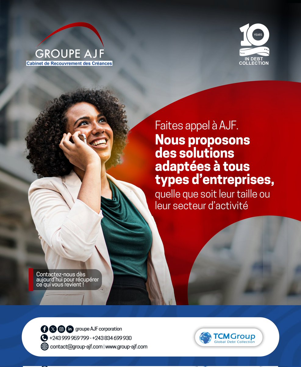 GroupeAjf's tweet photo. Donnez un nouvel élan à votre trésorerie avec des solutions de recouvrement conçues pour toutes les entreprises, sans exception.

👉 Envoyez-nous votre dossier dès aujourd’hui.

#recouvrement #BusinessRDC #Entrepreneuriat #Finance #Gestion #Créances https://t.co/YIrgrNYvQy