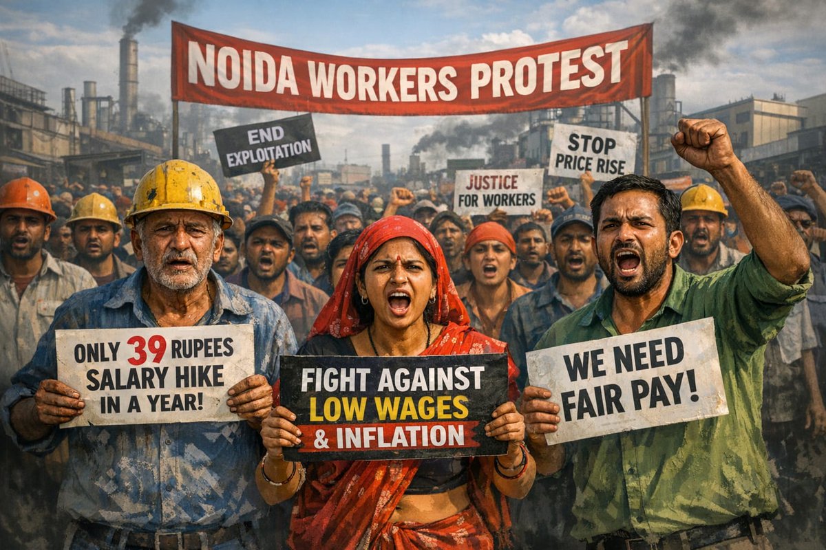 News2ThePoint's tweet photo. नोएडा में मजदूरों का प्रदर्शन, कम सैलरी और बढ़ती महंगाई !!
#NoidaNews #LabourStrike #UPNews #SalaryIssue #Inflation #WorkersRights #MinimumWage #IndiaNews #EconomicCrisis #BreakingNews
https://t.co/aN2sgl4GKL https://t.co/xuFjonubtq