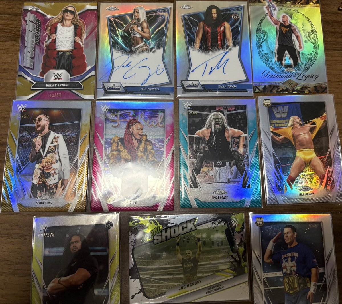 mkthqn's tweet image. WWE chrome HOBBY 2026
ジェイドカーギル　タラトンガオート
ロック様のインサートがかっこいい
ジョーヘンドリーのインサートも
#WWE #topps