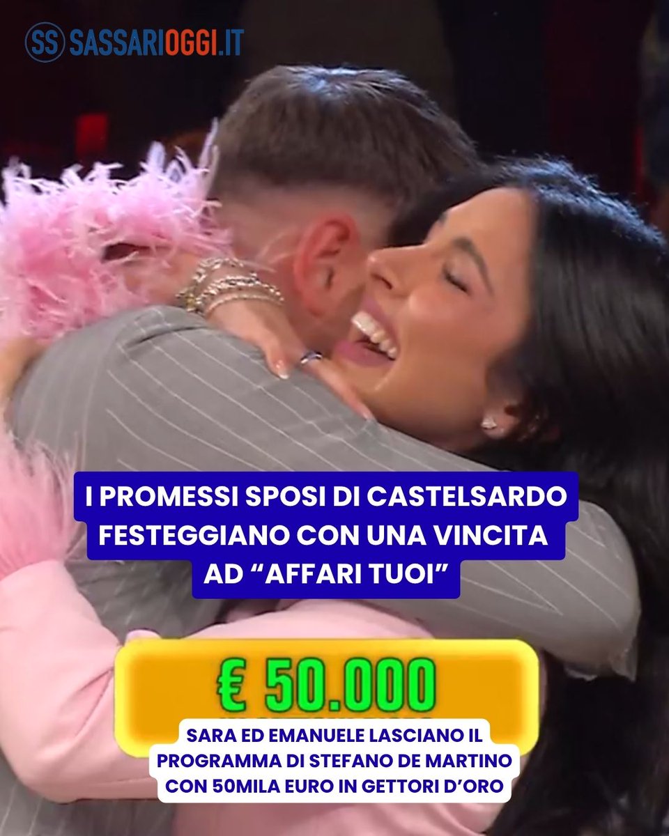 sassarioggi's tweet image. Sara ed Emanuele, promessi sposi di Castelsardo, con un colpo di coda vincono 50mila euro (in gettoni d'oro)

#castelsardo #sassarioggi
