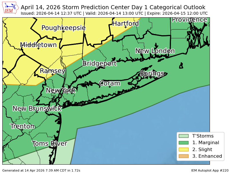 iembot_okx's tweet photo. #SPC issues Day 1 Slight Convective Risk at Apr 14, 12:37z for OKX https://t.co/dND9rAvKta https://t.co/yxbqZgN2Dx