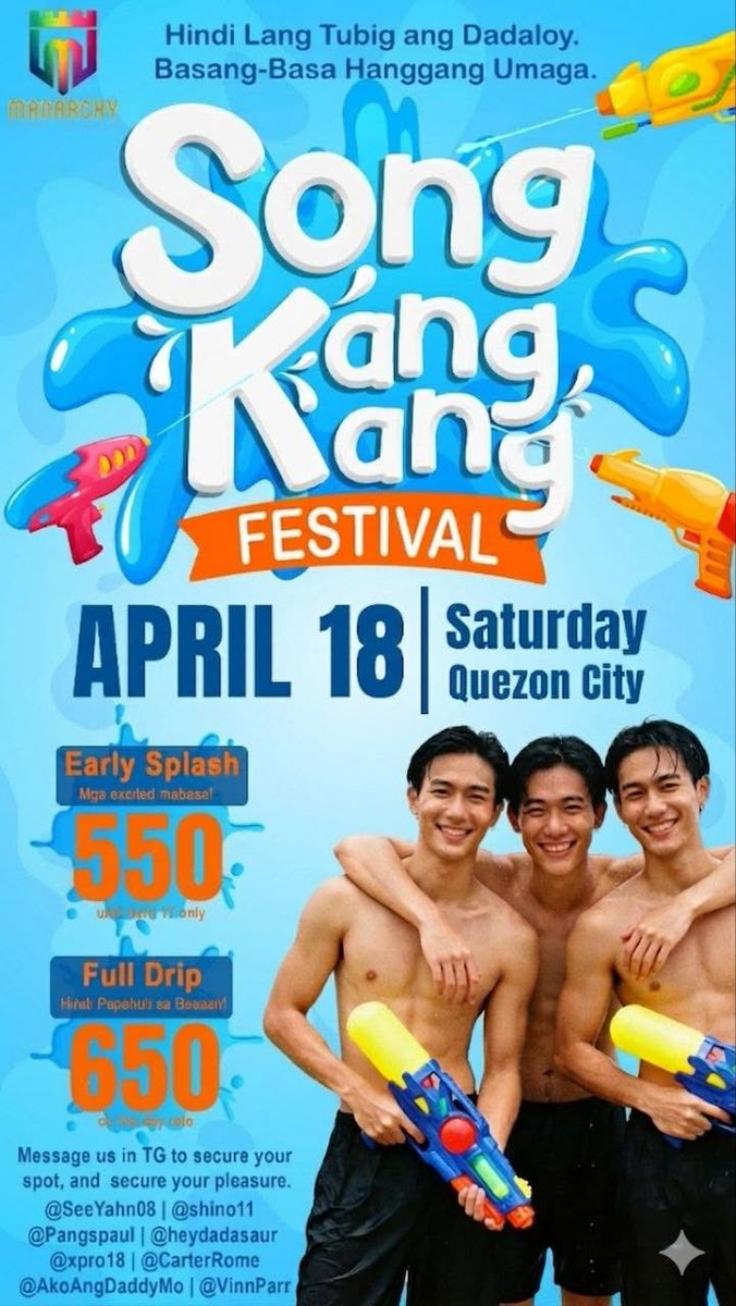 naughtynotnot's tweet photo. Get ready to get wet, and get wild 💦💦💦

See you this Saturday (April 18) and let's make it a night to remember.

⚠️ Secure your spot in the much awaited Song KangKang. DM any of the admins TG to book now

@CarterRome | @Heydadasaur | @SeeYahn08 | @xPro18 | @shino11 | @AkoAngDaddymo | @VinParr

Or message @manarchyPH official X for details.