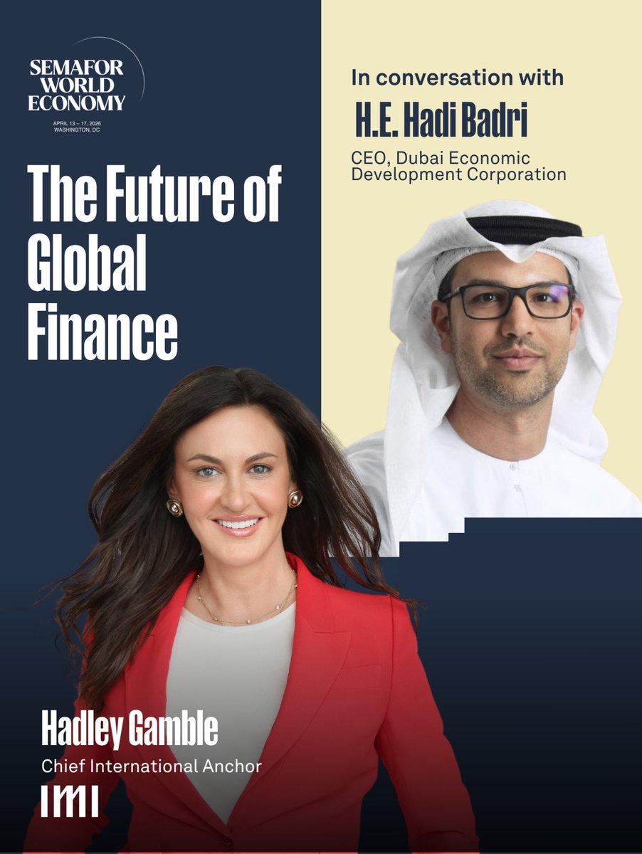 _HadleyGamble's tweet image. How will #dubai rebound?
Looking forward to speaking with @HadiBadri CEO, Dubai Economic Development Corporation LIVE @semafor World Economy Summit in #dc