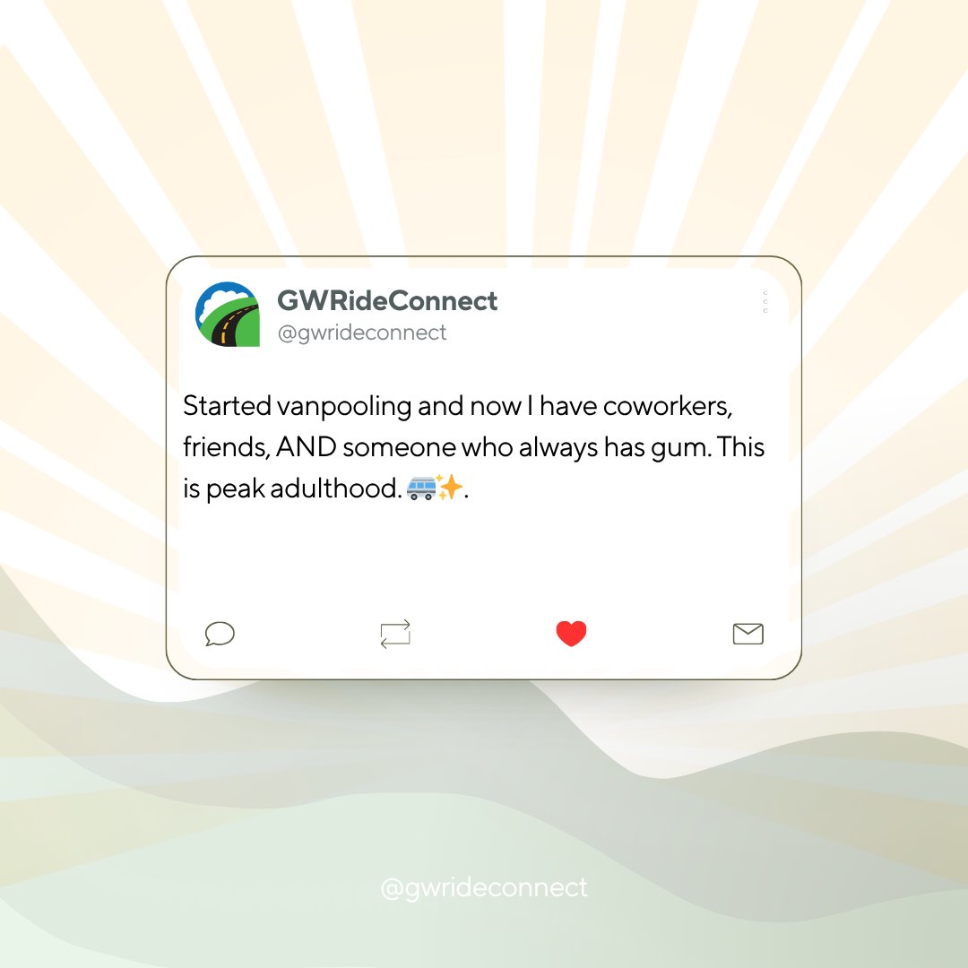 GWRideConnect's tweet image. Transit is good for everyone and everything!
#togetherweride #revolutionizeyourcommute #Earthday