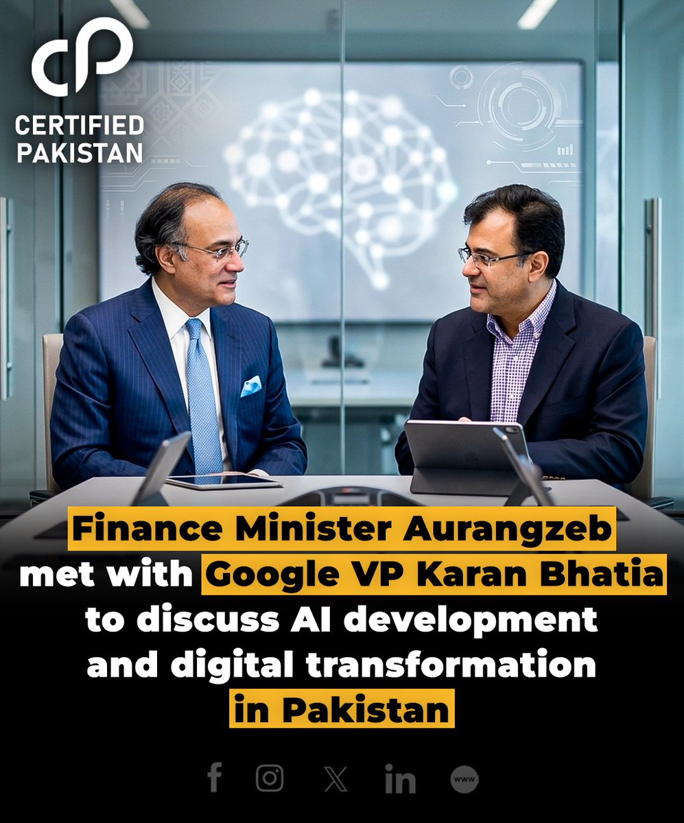 certified28919's tweet photo. Finance Minister Aurangzeb met with Google VP Karan Bhatia to discuss AI development and digital transformation in Pakistan

Website: https://t.co/WBIqAa3cnL

#financeminister #google #aidevelopment #digitaltransformation #aurangzeb https://t.co/BxVSkKZFlE