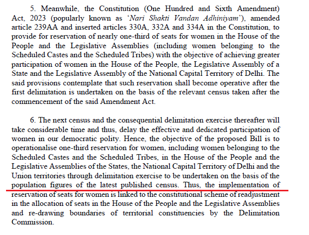 maadhyam_engage's tweet image. Devil is in the details!! - A mischief in the #Constitution (One Hundred Thirty First) Amendment Bill, in the name of #womenreservation, is to empower #Parliament to decide, from now on, which Census will be used for delimitation and how often delimitation will happen!

At
