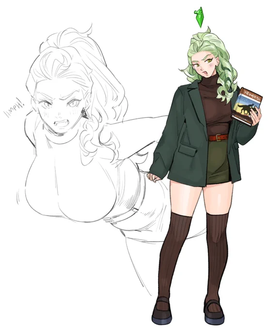i had been playing sims 4 for a while, here are some doodles of my femtwst sims from a month ago