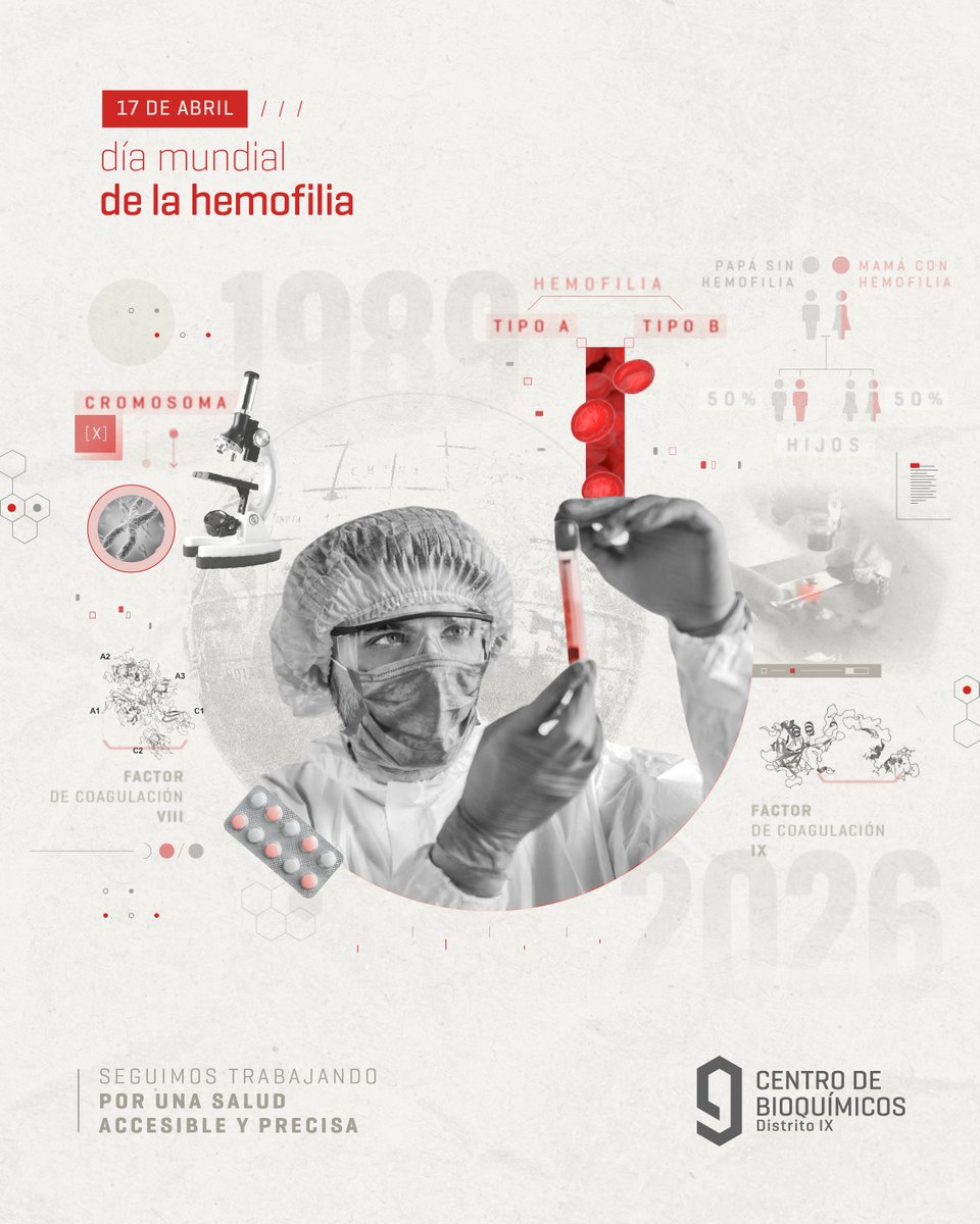 CentroBio9's tweet photo. 🩸 17 de abril | Día Mundial de la Hemofilia
Reafirmamos la importancia del diagnóstico temprano y el control adecuado.

🔬 El laboratorio cumple un rol clave en la detección y seguimiento de esta condición.

#DíaMundialDeLaHemofilia #Salud #Diagnóstico #CentroBio https://t.co/Jrsn7005T8