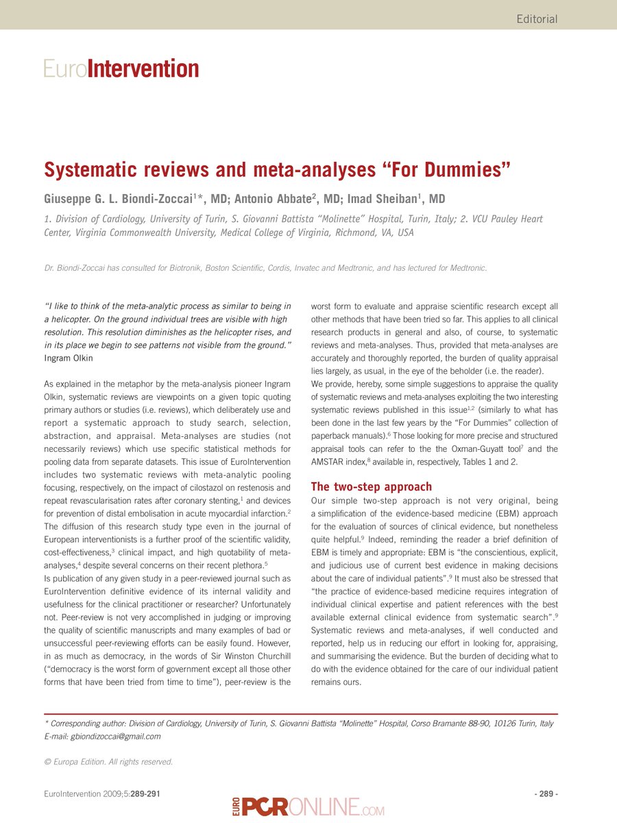 Systematic reviews and meta-analyses “For Dummies”

Download the PDF for free by clicking the link below.

Follow Silvi on LinkedIn for free resources on systematic reviews and meta-analysis.

linkedin.com/feed/update/ur…