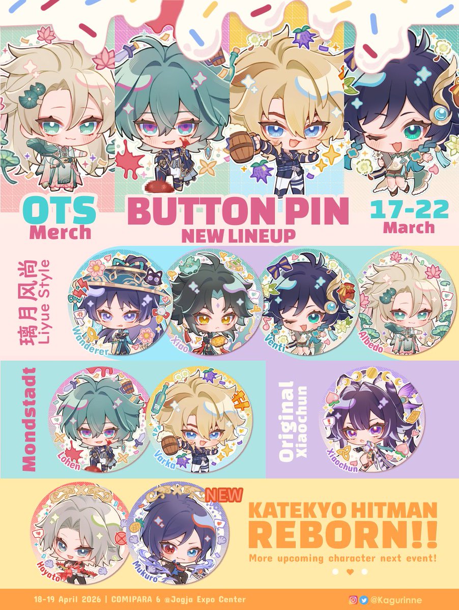 kagurinne's tweet image. 🔁&amp;amp;🩷are so much appreciated! ₍^. .^₎Ⳋ 
Hello! KaguReen's #Comipara6 OTS catalogue here~

Hoyoverse🍀Proseka🌼Hololive ID

📌Both days at Jogja Expo Center (G-12)
🗓️18-19 April
💵QRIS &amp;amp; Cash

See you soon at COMIPARA6!
#comipara6catalogue #cmpr6 #comipara