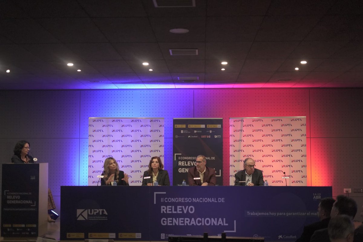 upta_es's tweet photo. #CongresoRelevo | Amparo Merino, Secr de Estado de Economía Social del @empleogob, Marta Mariño, Dtra Xeral de Traballo Autónomo e Economía Social de @empregogal @Xunta, Celso Gándara, miembro del Consejo Asesor de @UnionEspazocoop y Julián Menéndez, Gerente de @Asalma_Madrid intervienen en la Mesa sobre "Economía Social y Relevo Generacional" que cierra el panel de la mañana

@EDUARDOABADSABA