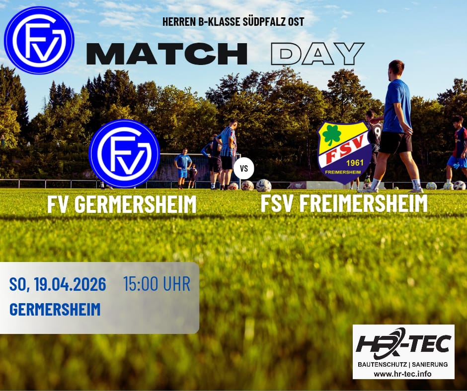 Am Sonntag, den 19.04.2026, empfangen wir um 15:00 Uhr den FSV Freimersheim in Germersheim.
Kommt vorbei, unterstützt unser Team!

Bereits um 12.30 Uhr trifft unsere 2. Mannschaft auf Inter Wörth. 

#WeilWirAmateurfußballLieben
