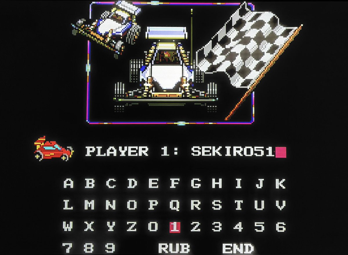 sekiro_51's tweet image. 海外マスターシステム用 R.C.Grand Prix 🛞
①名前の入力画面📺けっこうたくさんの文字が入る👀
②コース全体図🛣️右上の白い線のものが最初のコース🏁
③赤が自車🚘CPUが担当する3台と競走🚦
④ラジコンを操作する感覚👍ミスして置いてかれても先の曲がり角で敵車がスタックしてたりする😅
#SMS