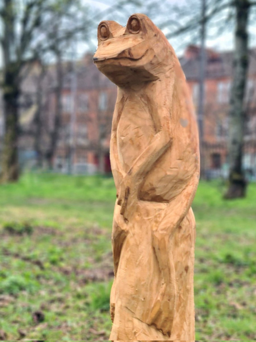 is_glasgow's tweet image. Love the new animal sculptures, like this frog, in Victoria Park in the west of Glasgow. I think they're the work of Justina Kasponyte.

#glasgow #streetart #sculpture #victoriapark #frog