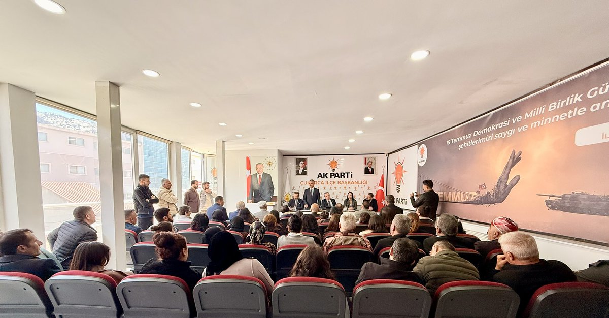 📍 Hakkari / Çukurca

✅ İlçe Danışma Meclisi Toplantısı

İlçe Başkanımız <a href="/huseyin_y50441/">Hüseyin Yılmaz</a> , Kadın Kolları Başkanımız <a href="/esrasven/">Esra Seven</a> ve kıymetli teşkilat mensuplarımızla birlikte Nisan Ayı İlçe Danışma Meclisi Toplantımızı gerçekleştirdik.

Toplantımızda, yürütülen çalışmalarımızı