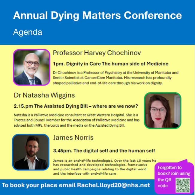 JamesNorris's tweet photo. The Annual Dying Matters Conference by Cornwall Hospice and Royal Cornwall Hospital Trust (@RCHTWeCare) has just been announced. 🙌🙌

The online conference is free for Cornwall and the Isles of Scilly professionals to attend. Booking info 👇👇

#Hospice #HospiceCare #NHSCornwall https://t.co/S51IlKZ7Y4