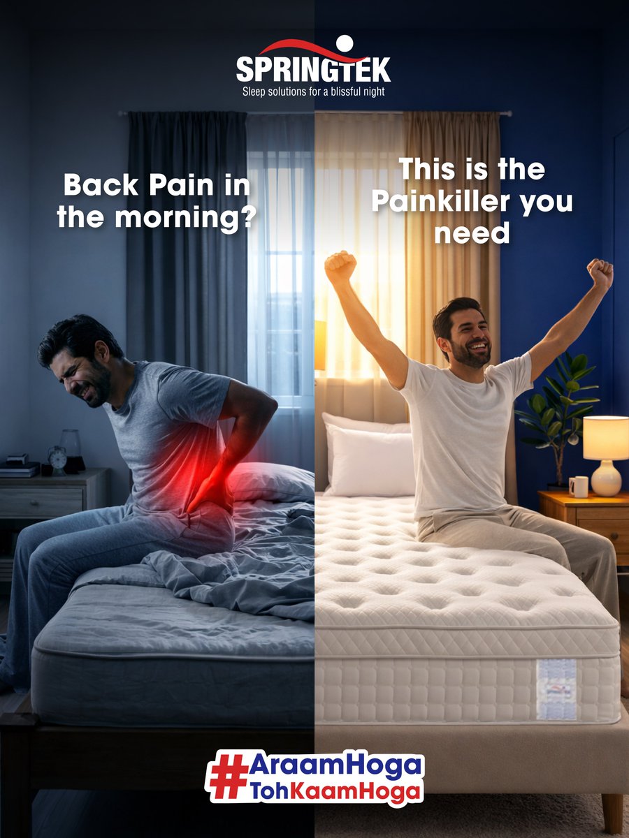 SpringtekM's tweet photo. Springtek's Mattresses provide your back with firm support with a softer edge, making them the true Painkillers you need. Now, you can get them for 60% OFF using code SLEEP70 from https://t.co/PILk7jtxqW Link in bio
#springtek #switchtospringtek https://t.co/SHZggXGEtm