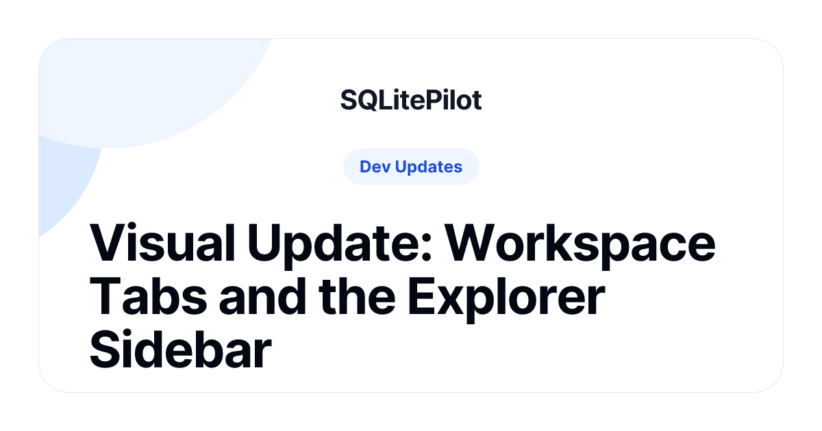 Hi_Im_Martins's tweet image. SQLitePilot is now a proper workspace! 🏢 We added a dedicated Explorer sidebar 📂 and smart, state-persistent tabs 📑. No more losing context when switching between tables.

Read the update: app.sqlitepilot.com/blog/convenien…

#buildinpublic #sqlite #selfhosted #indiehackers