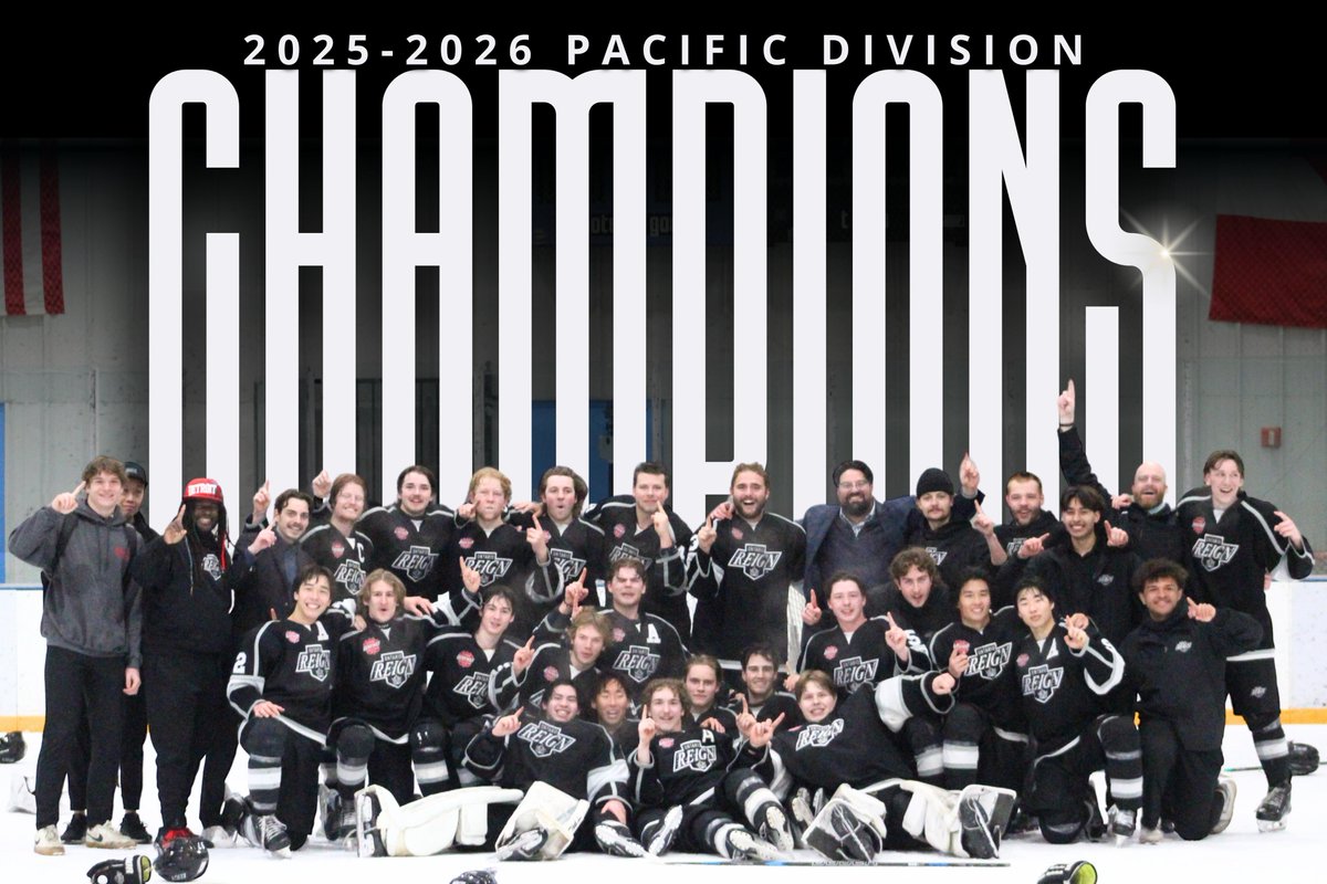 ontariojrreign's tweet photo. 25-26 Pacific Division Champions.
Second title in three seasons.
#OJR #ReignTrain #SoCalHockey https://t.co/nnFEav4Qck