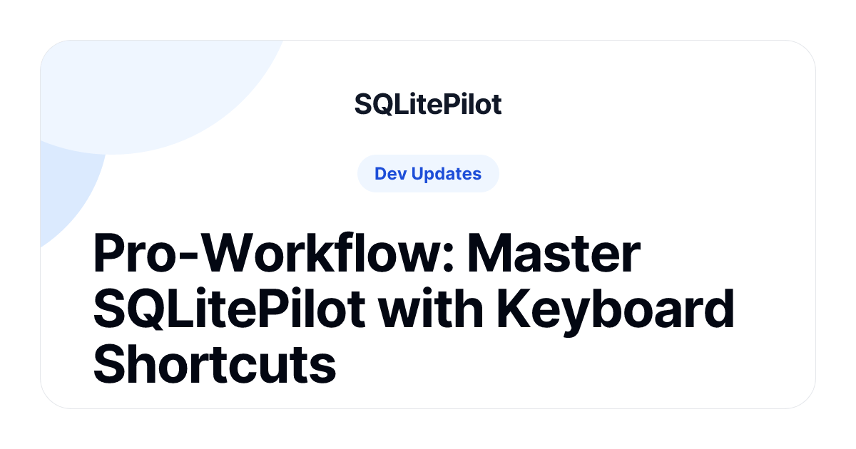 Hi_Im_Martins's tweet image. Stop clicking, start navigating! ⚡ SQLitePilot now has native hotkeys: ↔️ Cycle tabs with arrows 🖱️ Double-click Explorer for new tabs ⌨️ Close with Alt/Option+W

Master your workflow: app.sqlitepilot.com/blog/keyboard-…

#buildinpublic #sqlite #webdev #indiehackers