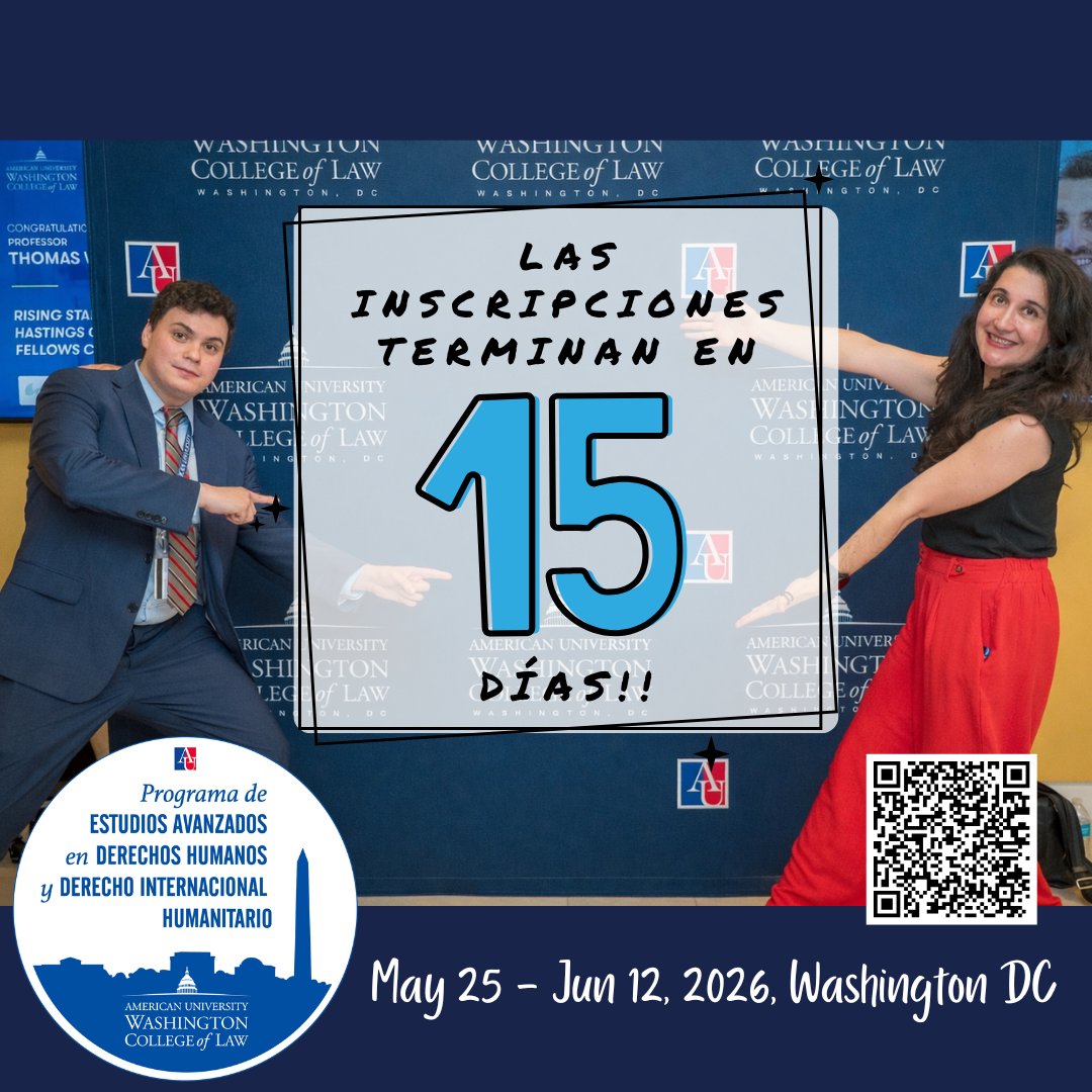 ⏳ ¡La cuenta regresiva ha comenzado! Solo quedan 15 días para aplicar.

La Aplicacion para el Programa de Estudios Avanzados en Derechos Humanos y Derecho Internacional Humanitario 2026 cierra el 1 de mayo.

Aplica ahora: bit.ly/4aHVyzu
