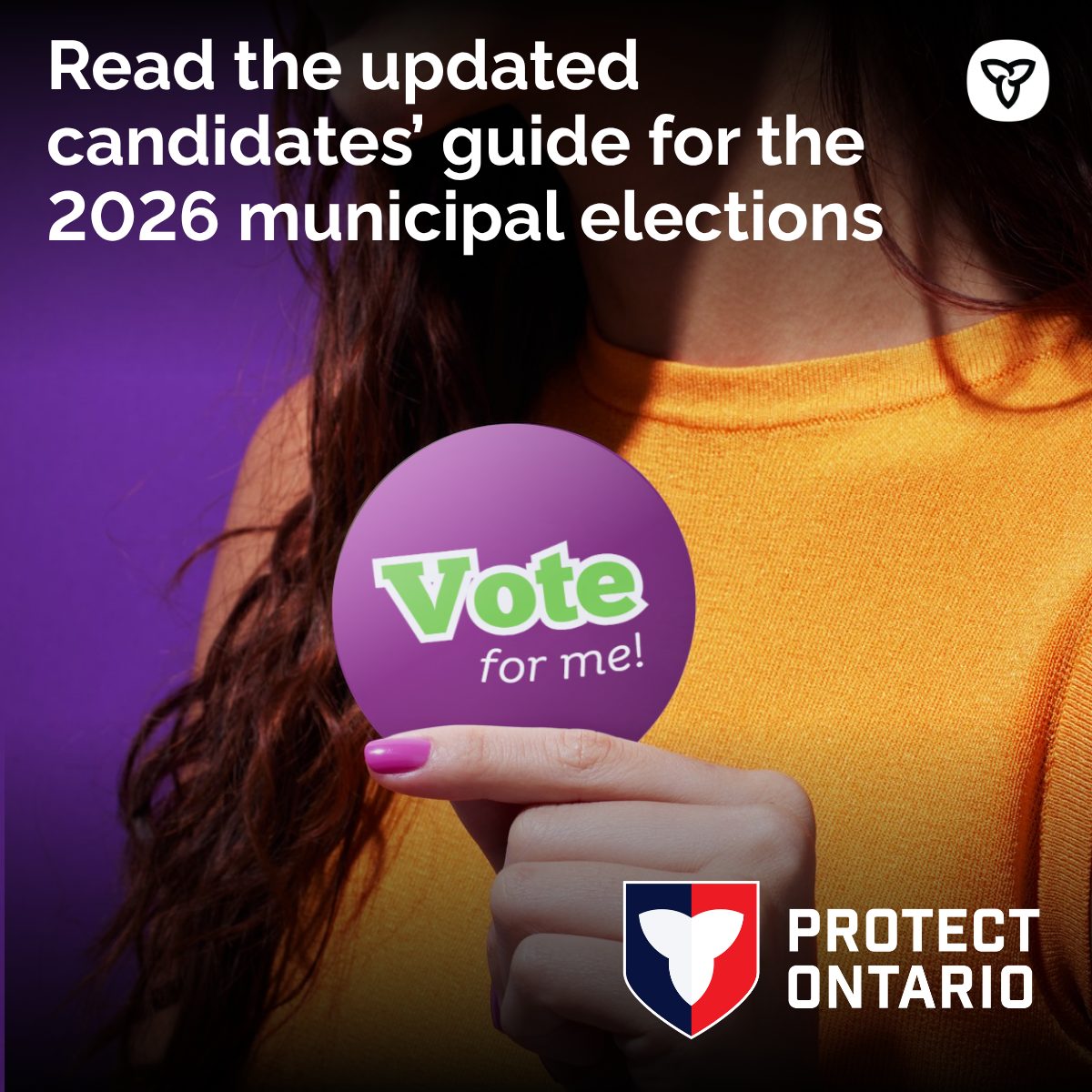 Considering running in your local municipal election this fall? The first day you can register as a candidate is May 1, and the last is August 21. 

Learn more about running as a candidate for your municipal council or school board by reading our guide: ontario.ca/document/2026-…
