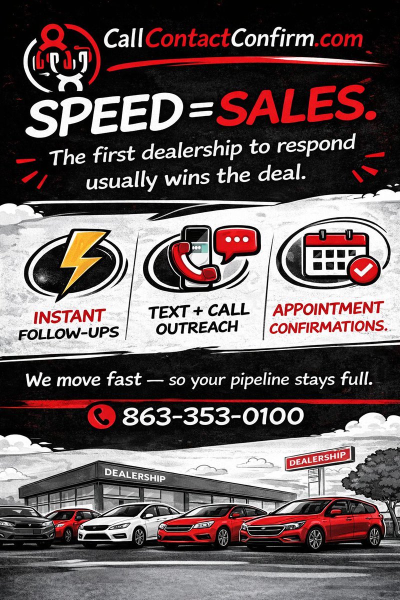 CContactConfirm's tweet image. The first dealership to respond usually wins the deal.
👉 CallContactConfirm.com

#Outsourced #BDC #Bilingual #CallContactConfirm