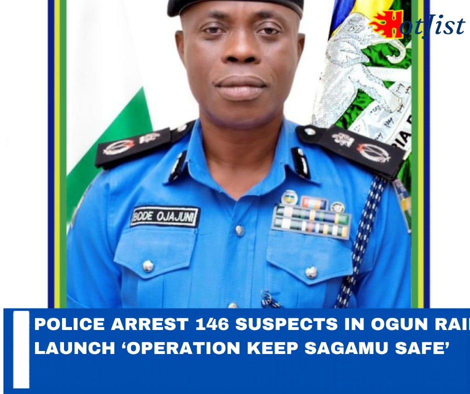 hotjist's tweet image. POLICE ARREST 146 SUSPECTS IN OGUN RAID, LAUNCH 'OPERATION KEEP SAGAMU SAFE'

hotjist.com/2026/04/14/pol…

#hotjist
other hashtags:#suspect #sagamu