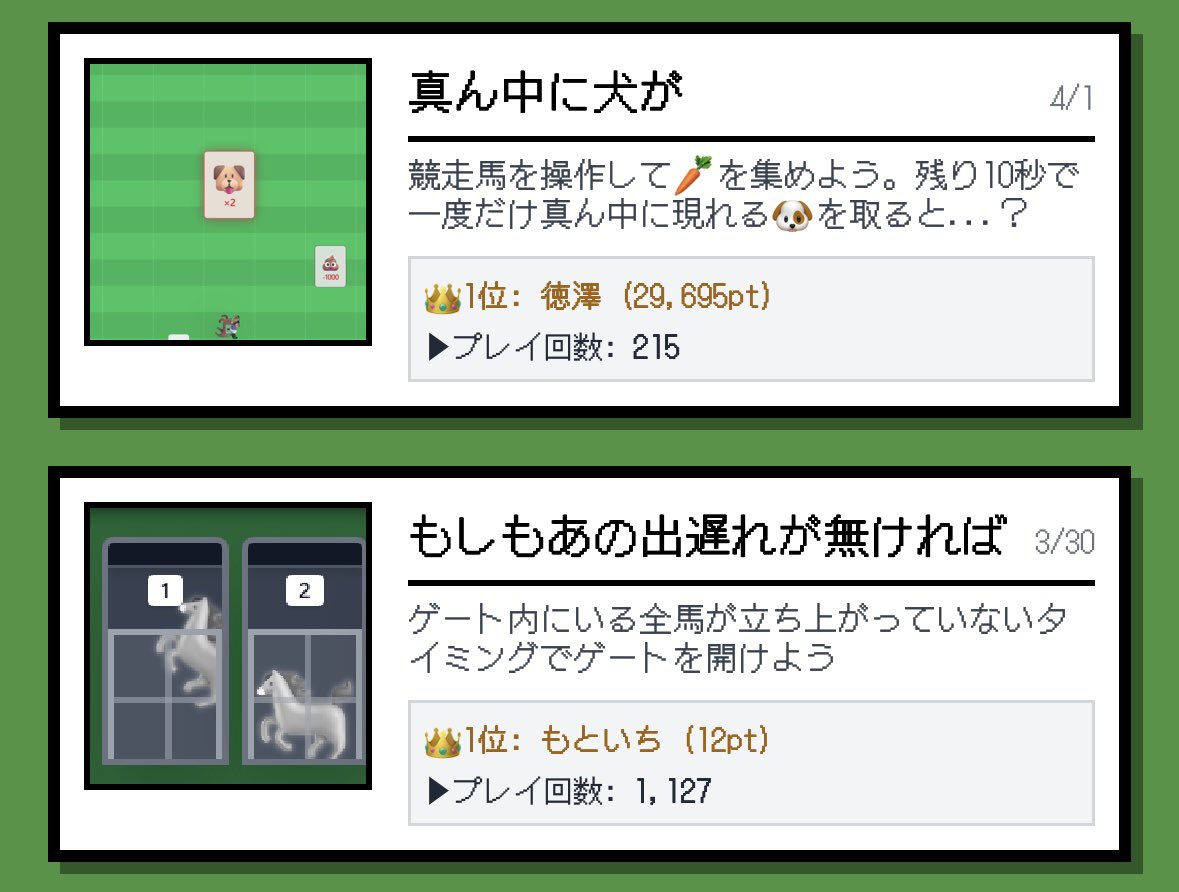 ミニゲーム放牧地 徳澤が思いつきで作った競馬・猫関係のミニゲームを 