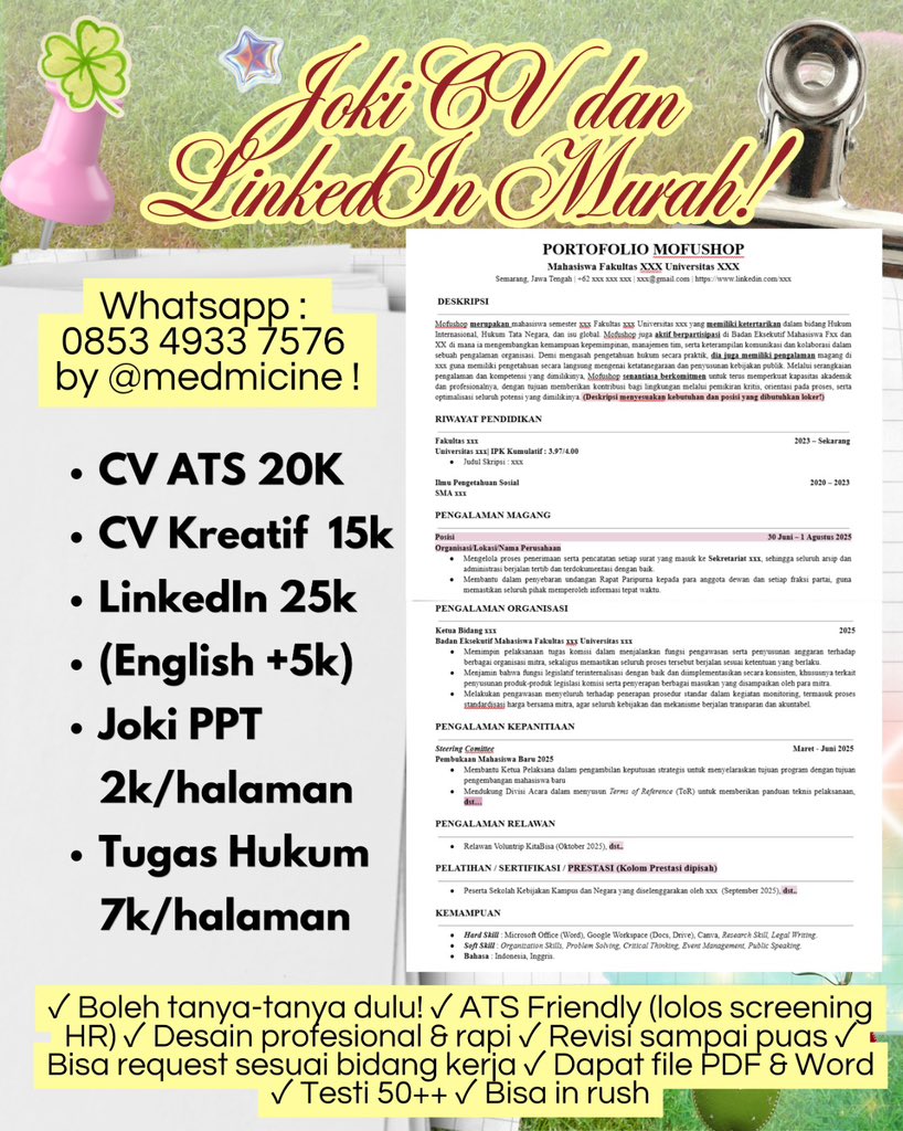 med 🩺💊 | joki cv & linkedin 20k ౨ৎ tweet media
