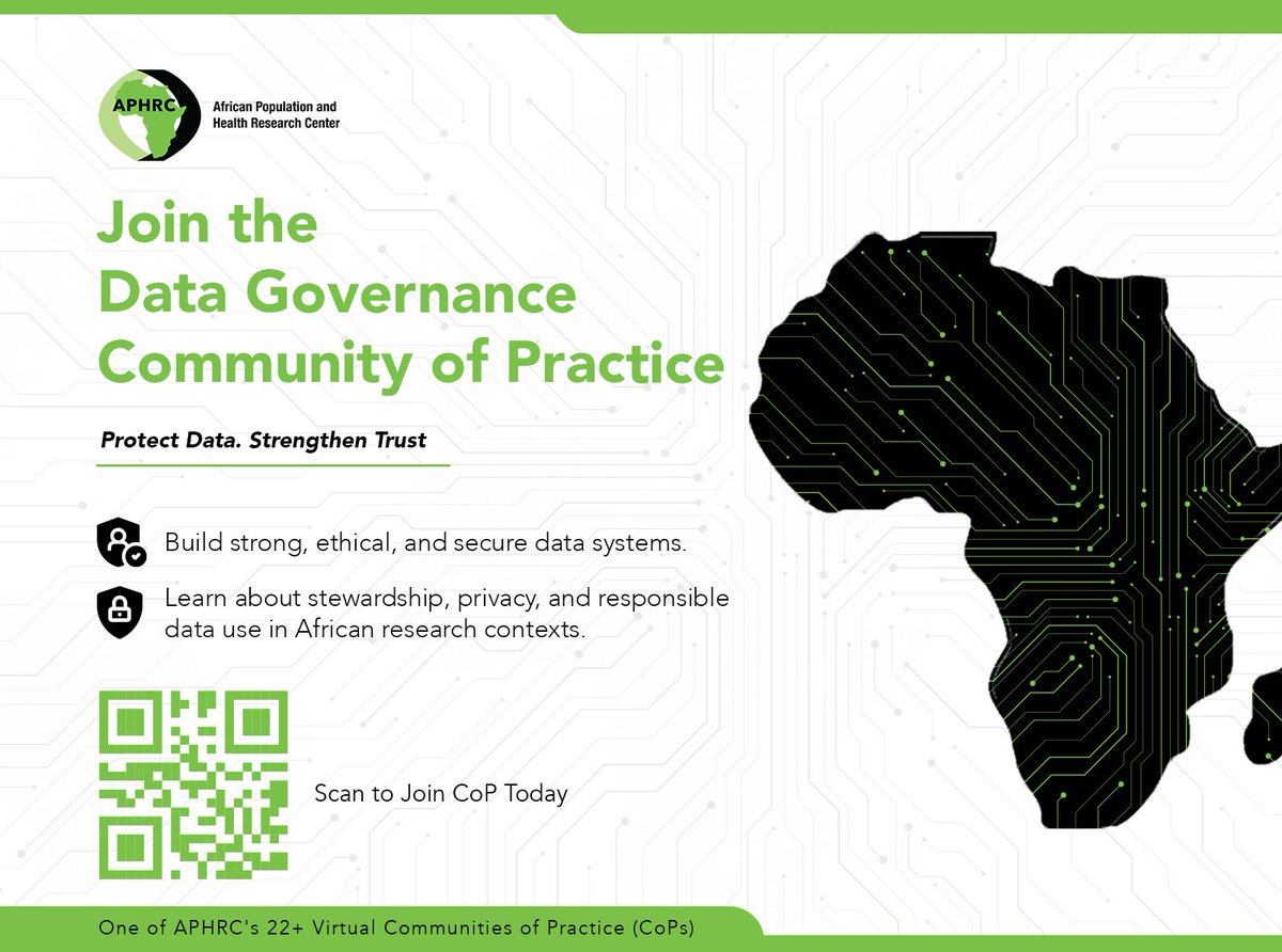 aphrc's tweet image. 🔐 Protect Data. Strengthen Trust.

The Data Governance Community of Practice (CoP) brings together data governance experts, researchers, and institutions working to improve how data is managed, shared, used, and protected.

The CoP creates a space to share practical approaches,